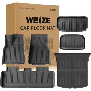imageWeize Floor Mats ampamp Cargo Liners Fits Tesla Model Y 5Seat 2021 2022 2023 2024 All Weather TPE Floor Mats and Cargo Trunk Mats Accessories Set of 6 Mats Not Fit 7Seat