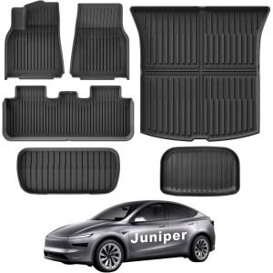 imageWeize Floor Mats for Tesla Model Y Juniper 2026 2025 All Weather NonSlip Floor Liners Cargo Liners and Cargo Trunk Mats Accessories Set of 6 Mats ONLY for Tesla Model Y Juniper 5Seats