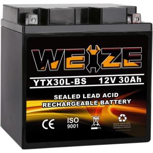 imageWeize YTX30LBS Battery Replacement Yuasa YIX30L Motorcycle Battery  Factory Sealed  Maintenance Free  High Performance ETX30L BS For Harley Davidson Polaris SportsmanYTX30L