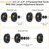 imageWEIZE Universal Fit 11x4005 Flat Free Tire and Wheel Assembly Zero Turn Lawn Mower Replacement Tires 34quot4quot45quot5quot Centered Hub 34quot or 58quot or 12quotBushings Adapter Kit included Set of 2Black