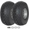 imageWEIZE Universal Fit 11x4005 Flat Free Tire and Wheel Assembly Zero Turn Lawn Mower Replacement Tires 34quot4quot45quot5quot Centered Hub 34quot or 58quot or 12quotBushings Adapter Kit included Set of 2Gray