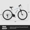 imageWEIZE Hardtail Mountain Bike 29 Inch Wheels Outdoor Cycling Bike 21Speed Trigger Shifter Aluminum Frame for Men and Women Comfort Saddle MTB Bicycle with Suspension ForkWhite