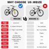imageWEIZE Hardtail Mountain Bike 29 Inch Wheels Outdoor Cycling Bike 21Speed Trigger Shifter Aluminum Frame for Men and Women Comfort Saddle MTB Bicycle with Suspension ForkBlack