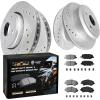 imageWEIZE Front Disc Brake Pads and Rotors Kit for Truck ampamp Tow with CarbonFiber Ceramic Brake Pads Fit for Chevy Silverado Suburban 1500 GMC Yukon Sierra Cadillac Escalade ESV EXT XTSJeep Wrangler 0717 FrontRear