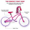 imageWEIZE Girls Bike for 312 Years Old Kids 14 16 20 Inch Kids Bike with Training Wheels Streamers Basket and Doll Seat Children Bicycles with Coaster Brake Multiple ColorsPink