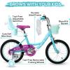 imageWEIZE Girls Bike for 312 Years Old Kids 14 16 20 Inch Kids Bike with Training Wheels Streamers Basket and Doll Seat Children Bicycles with Coaster Brake Multiple ColorsBlue
