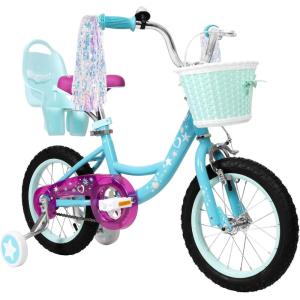 imageWEIZE Girls Bike for 312 Years Old Kids 14 16 20 Inch Kids Bike with Training Wheels Streamers Basket and Doll Seat Children Bicycles with Coaster Brake Multiple ColorsBlue
