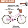 imageWEIZE Girls Bike for 614 Years Old 20 24 Inch Kids Bike with Basket and Kickstand Retro Style Childrens Bicycle for Teen Girls Lightweight Steel Frame Multiple ColorsPink