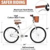 imageWEIZE Girls Bike for 614 Years Old 20 24 Inch Kids Bike with Basket and Kickstand Retro Style Childrens Bicycle for Teen Girls Lightweight Steel Frame Multiple ColorsWhite