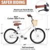 imageWEIZE Girls Bike for 614 Years Old 20 24 Inch Kids Bike with Basket and Kickstand Retro Style Childrens Bicycle for Teen Girls Lightweight Steel Frame Multiple ColorsWhite