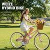 imageWEIZE Girls Bike for 614 Years Old 20 24 Inch Kids Bike with Basket and Kickstand Retro Style Childrens Bicycle for Teen Girls Lightweight Steel Frame Multiple ColorsPink