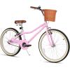 imageWEIZE Girls Bike for 614 Years Old 20 24 Inch Kids Bike with Basket and Kickstand Retro Style Childrens Bicycle for Teen Girls Lightweight Steel Frame Multiple ColorsPink