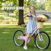 imageWEIZE Girls Bike for 614 Years Old 20 24 Inch Kids Bike with Basket and Kickstand Retro Style Childrens Bicycle for Teen Girls Lightweight Steel Frame Multiple ColorsPink