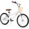 imageWEIZE Girls Bike for 614 Years Old 20 24 Inch Kids Bike with Basket and Kickstand Retro Style Childrens Bicycle for Teen Girls Lightweight Steel Frame Multiple ColorsWhite