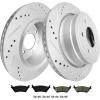 imageWEIZE Front and Rear Truck amp Tow Brake Rotors Kit Carbon Fiber Ceramic Brake Pads and DrilledSlotted Brake Disc Fit For Ford F150