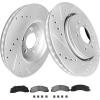 imageWEIZE Front and Rear Truck amp Tow Brake Rotors Kit Carbon Fiber Ceramic Brake Pads and DrilledSlotted Brake Disc Fit For Ford F150