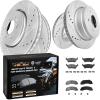 imageWEIZE Front and Rear Truck amp Tow Brake Rotors Kit Carbon Fiber Ceramic Brake Pads and DrilledSlotted Brake Disc Fit For Ford F150