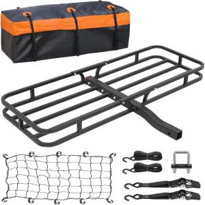 imageWEIZE 53 x 19 x 418 Inch Hitch Cargo Carrier 500 lbs Capacity Steel Hitch Cargo Rack Basket with Net Strap Tightener for Car SUV Truck Traveling Camping 2 ReceiverHITCH BASKET 53 with Bag