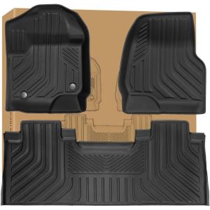 imageWEIZE Floor Mats Compatible with F250F350 All Weather Floor Liners for 20172024 2025 Ford F250F350 SuperCrew Cab Rear with Under Seat Fold Flat StorageSet of 3