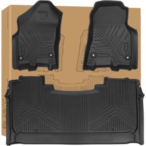 imageWeize Floor Mats Cargo Liner for Dodge Ram 1500 Crew Cab 20192024 New Body NOT Classic Models Rear Row with Underseat Storage Box AllWeather TPE Custom Fit Bucket Seat 1st amp 2nd Row Black
